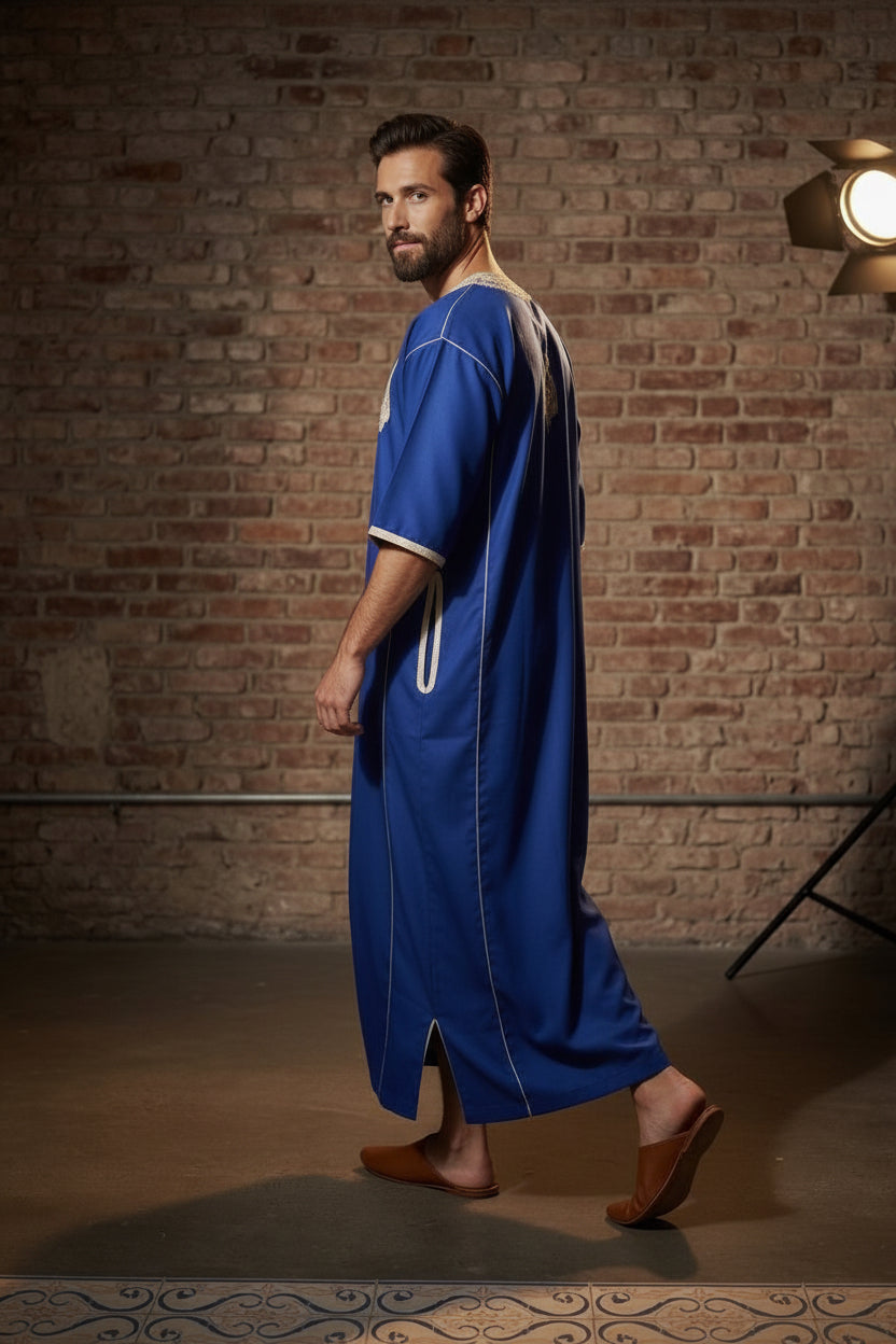 Gandoura Royal Blue – Élégance Moderne