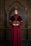 Gandoura Velours Bordeaux Brodée – Élégance Royale