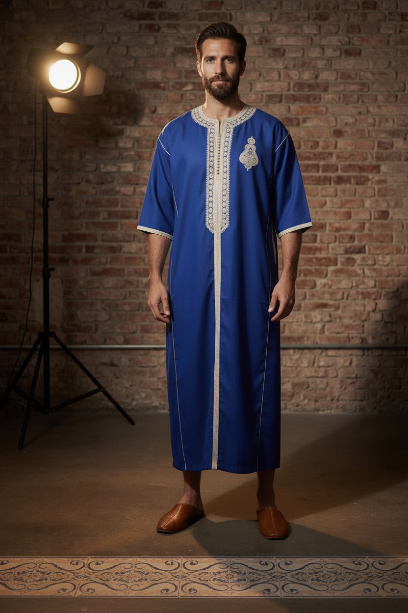 Gandoura Royal Blue – Élégance Moderne