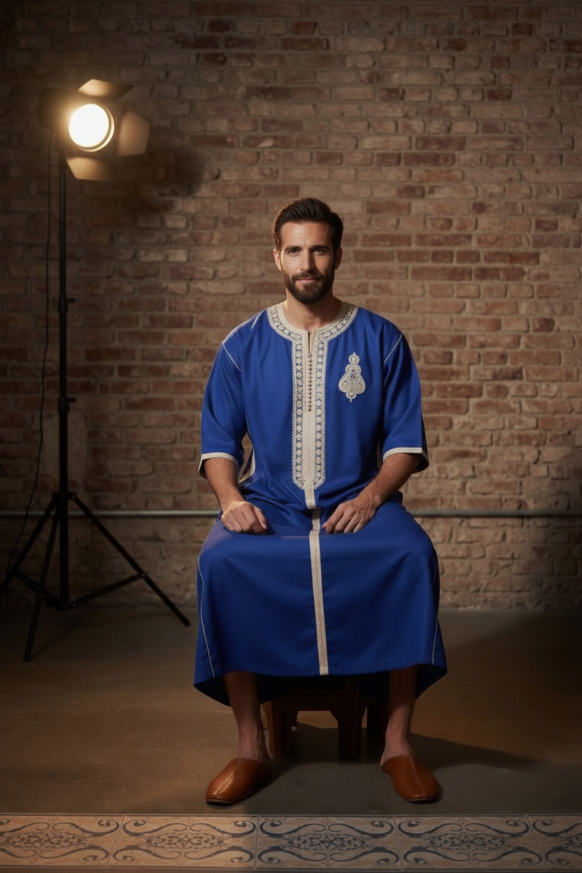 Gandoura Royal Blue – Élégance Moderne