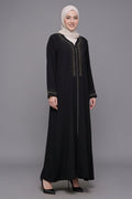 Gandoura Noire Premium – Broderies Dorées & Finitions Perlées