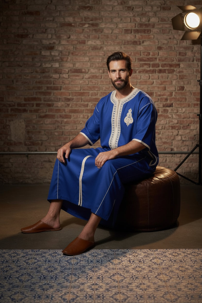 Gandoura Royal Blue – Élégance Moderne