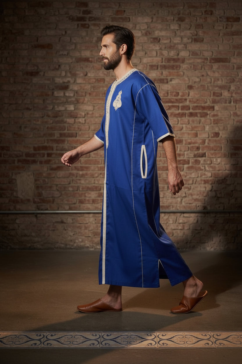 Gandoura Royal Blue – Élégance Moderne